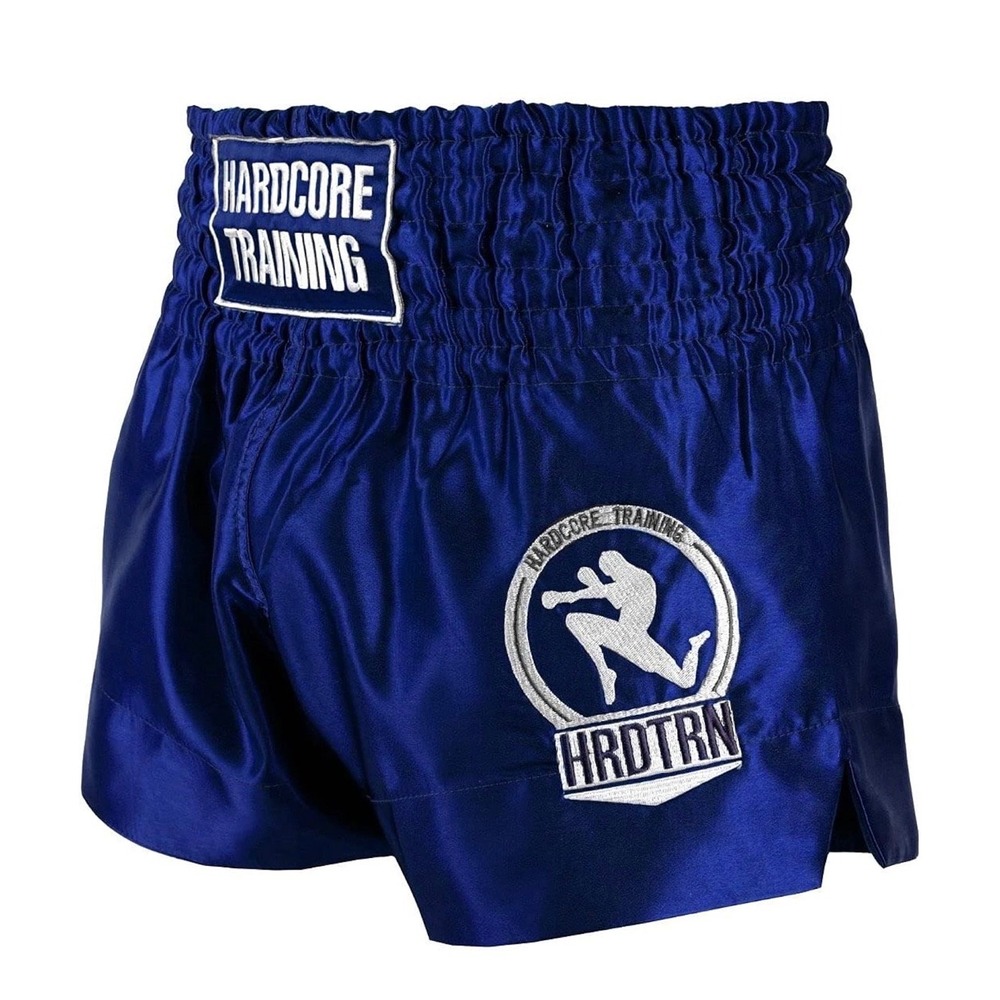 Hardcore Training Muay Thai Shorts Mens Medium Royal Blue Satin Kickboxing MMA